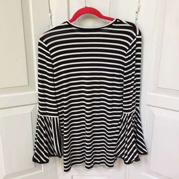 Maette Black & White Striped Bell Sleeve Top - Picture 13 of 15